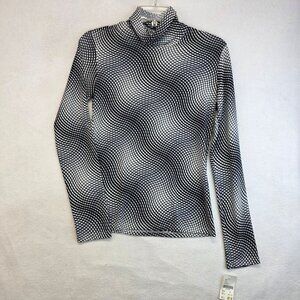 Vintage Epic New York Turtle Neck Top L Black White Deadstock USA Fairy Grunge